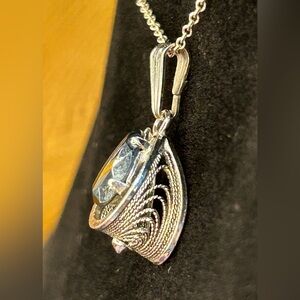 Vintage Sterling Filagree Hematite Pendant Only